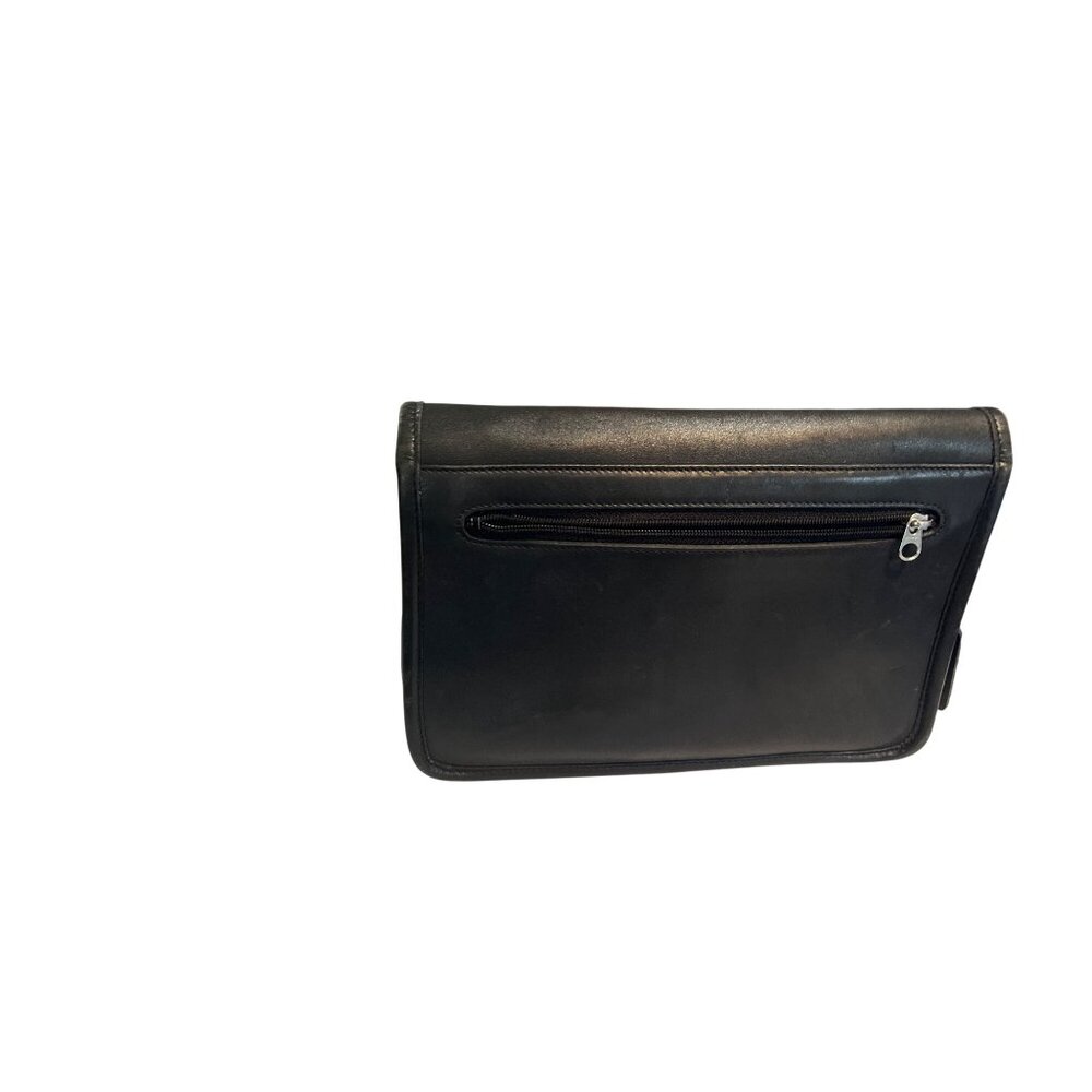 Vtg Coach 9832 Black Leather Turnlock Clutch Handbag Brushed Nickel Hardware - Picture 4 of 11